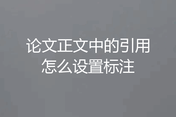 论文正文中的引用怎么设置标注