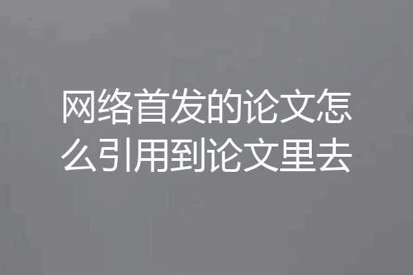 网络首发的论文怎么引用到论文里去