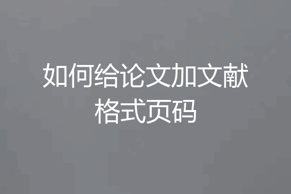 如何给论文加文献格式页码