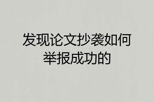 发现论文抄袭如何举报成功的