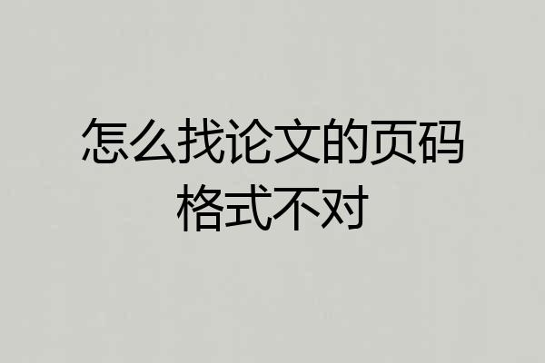 怎么找论文的页码格式不对