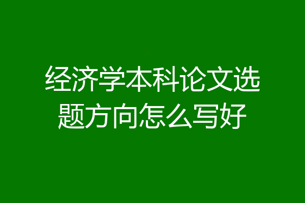 经济学本科论文选题方向怎么写好