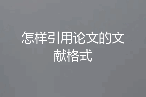 怎样引用论文的文献格式