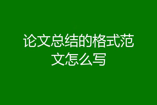 论文总结的格式范文怎么写
