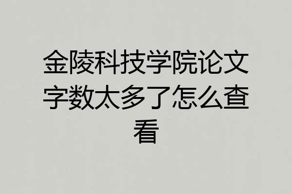 金陵科技学院论文字数太多了怎么查看