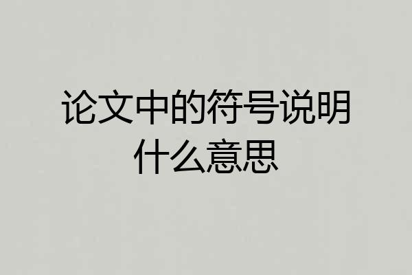 论文中的符号说明什么意思