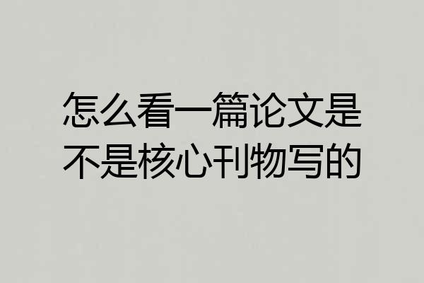 怎么看一篇论文是不是核心刊物写的