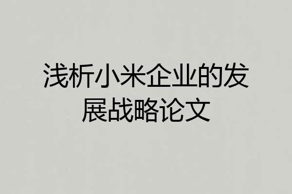 浅析小米企业的发展战略论文