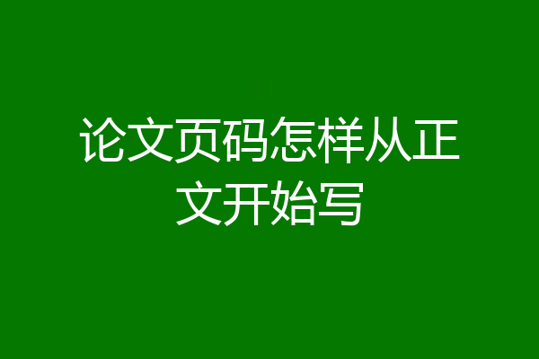 论文页码怎样从正文开始写