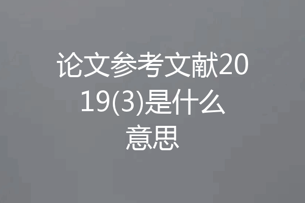 论文参考文献2019(3)是什么意思