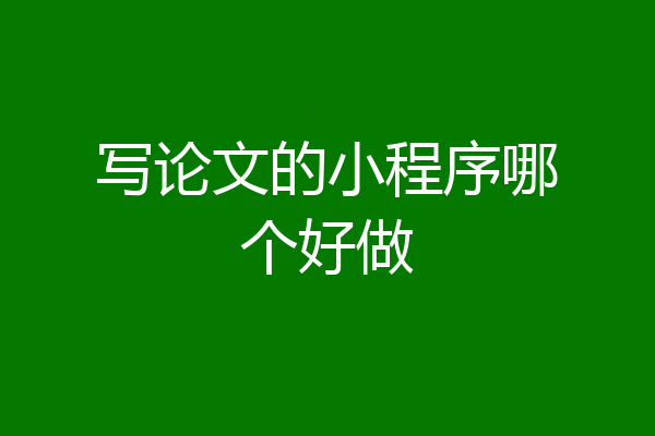写论文的小程序哪个好做