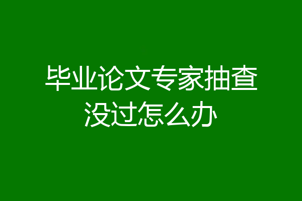 毕业论文专家抽查没过怎么办