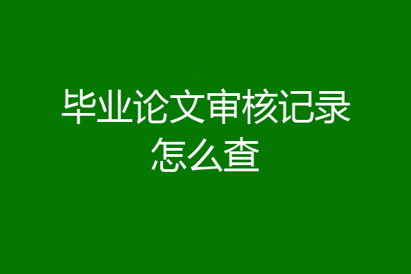 毕业论文审核记录怎么查