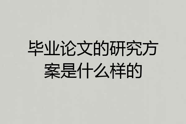 毕业论文的研究方案是什么样的