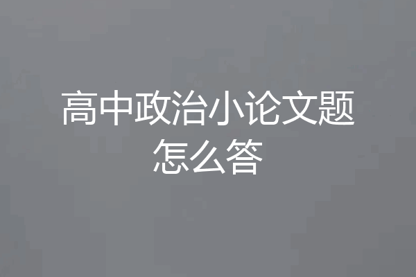 高中政治小论文题怎么答