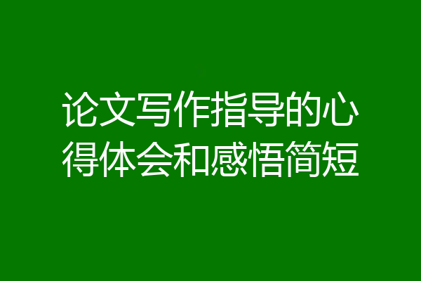 论文写作指导的心得体会和感悟简短