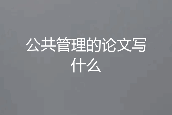 公共管理的论文写什么