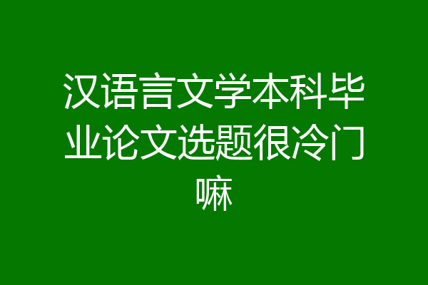 汉语言文学本科毕业论文选题很冷门嘛