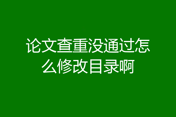 论文查重没通过怎么修改目录啊