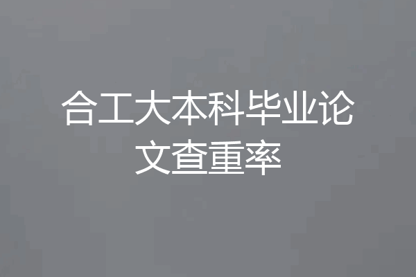 合工大本科毕业论文查重率