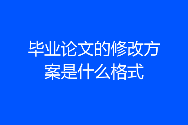 毕业论文的修改方案是什么格式