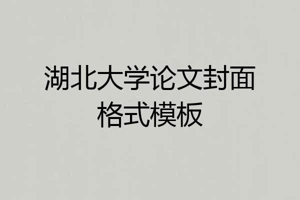 湖北大学论文封面格式模板