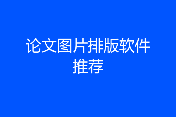 论文图片排版软件推荐