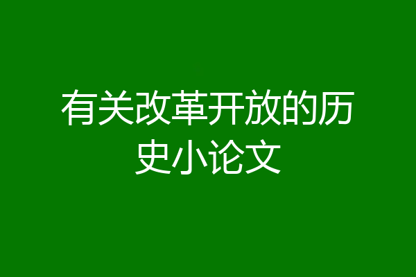 有关改革开放的历史小论文