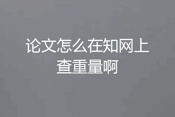 论文怎么在知网上查重量啊