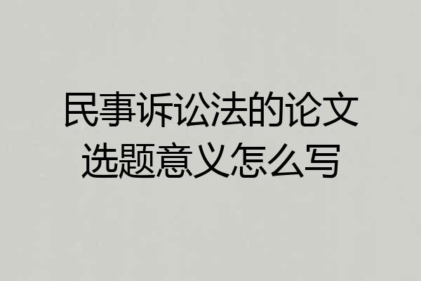民事诉讼法的论文选题意义怎么写