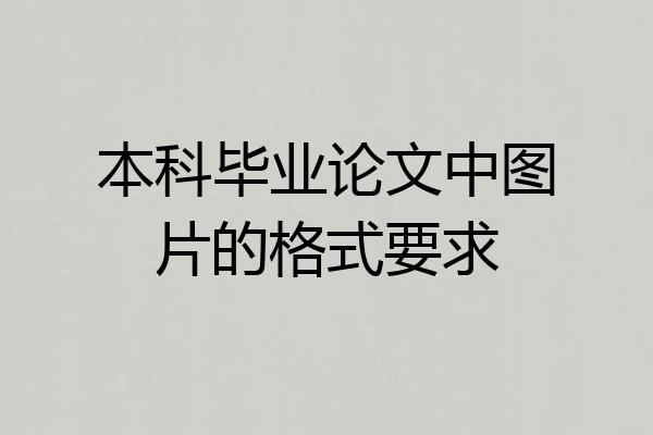 本科毕业论文中图片的格式要求