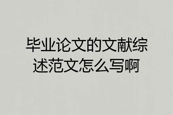 毕业论文的文献综述范文怎么写啊