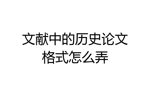 文献中的历史论文格式怎么弄