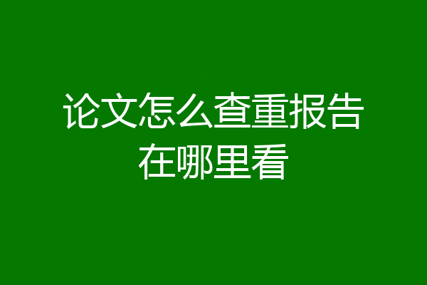 论文怎么查重报告在哪里看