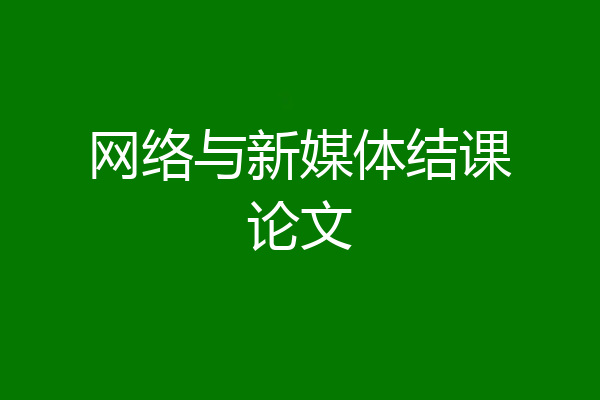 网络与新媒体结课论文