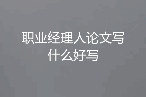 职业经理人论文写什么好写