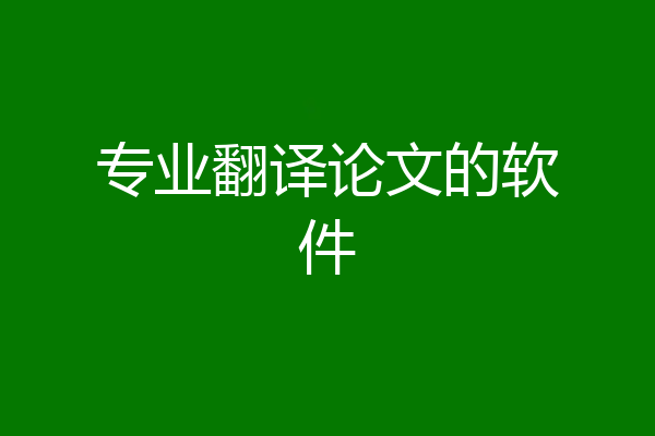 专业翻译论文的软件