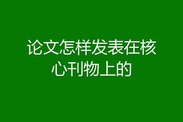 论文怎样发表在核心刊物上的