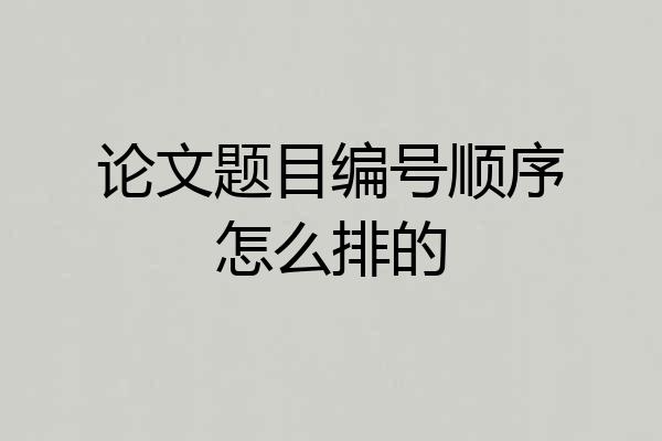 论文题目编号顺序怎么排的