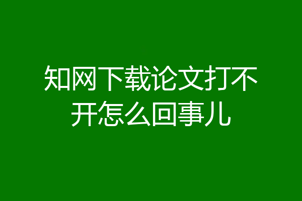 知网下载论文打不开怎么回事儿