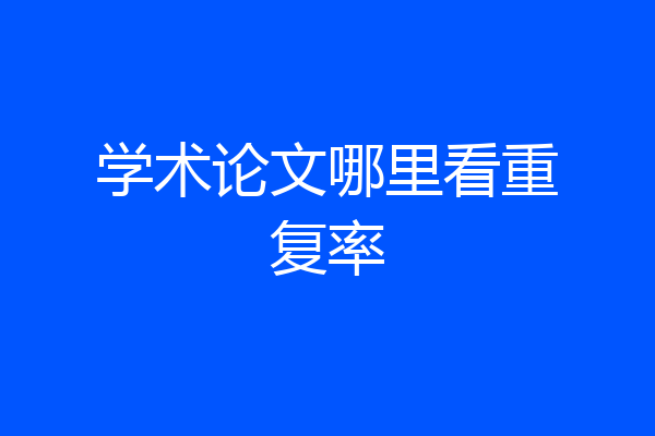 学术论文哪里看重复率