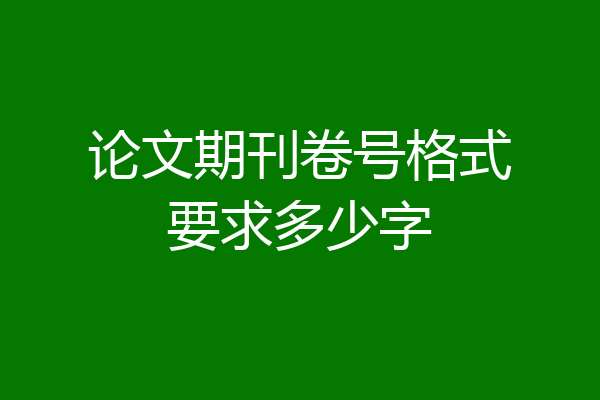 论文期刊卷号格式要求多少字