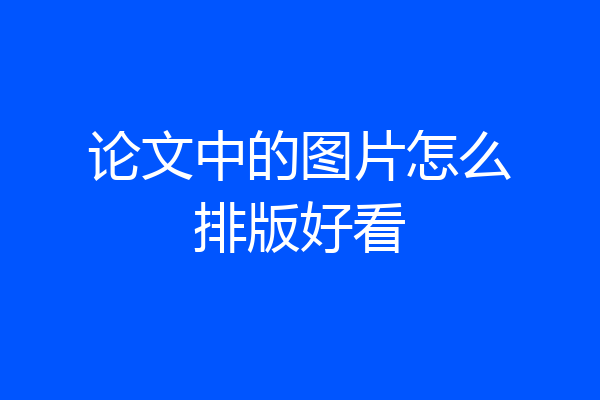 论文中的图片怎么排版好看