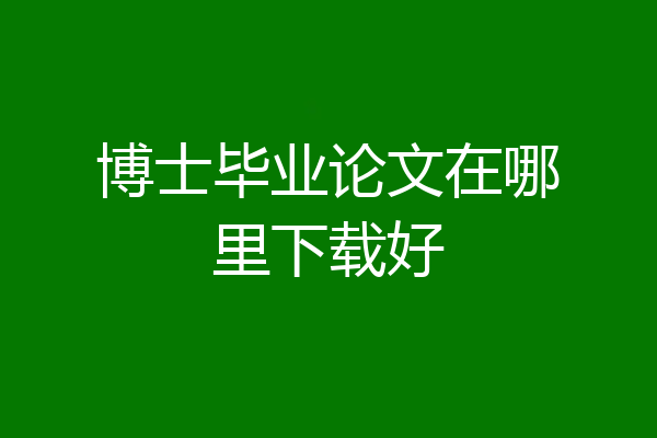 博士毕业论文在哪里下载好