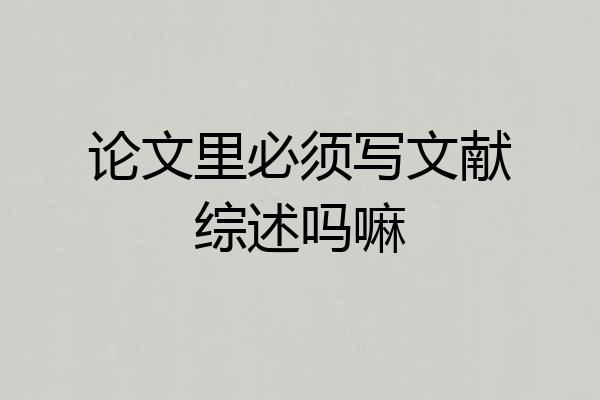 论文里必须写文献综述吗嘛