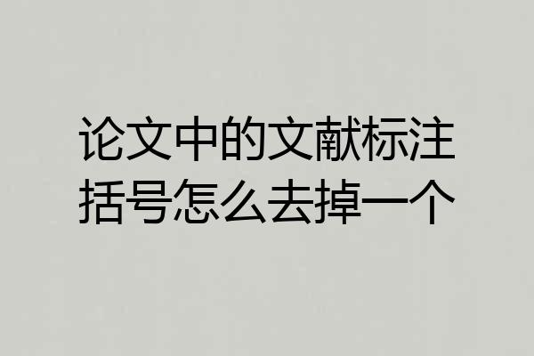 论文中的文献标注括号怎么去掉一个