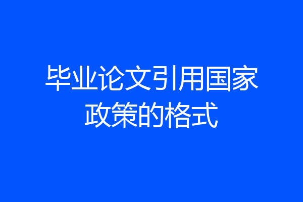 毕业论文引用国家政策的格式