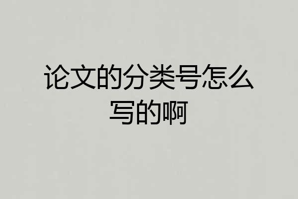 论文的分类号怎么写的啊