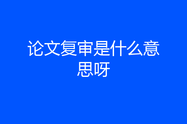 论文复审是什么意思呀