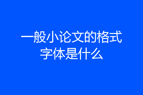 一般小论文的格式字体是什么
